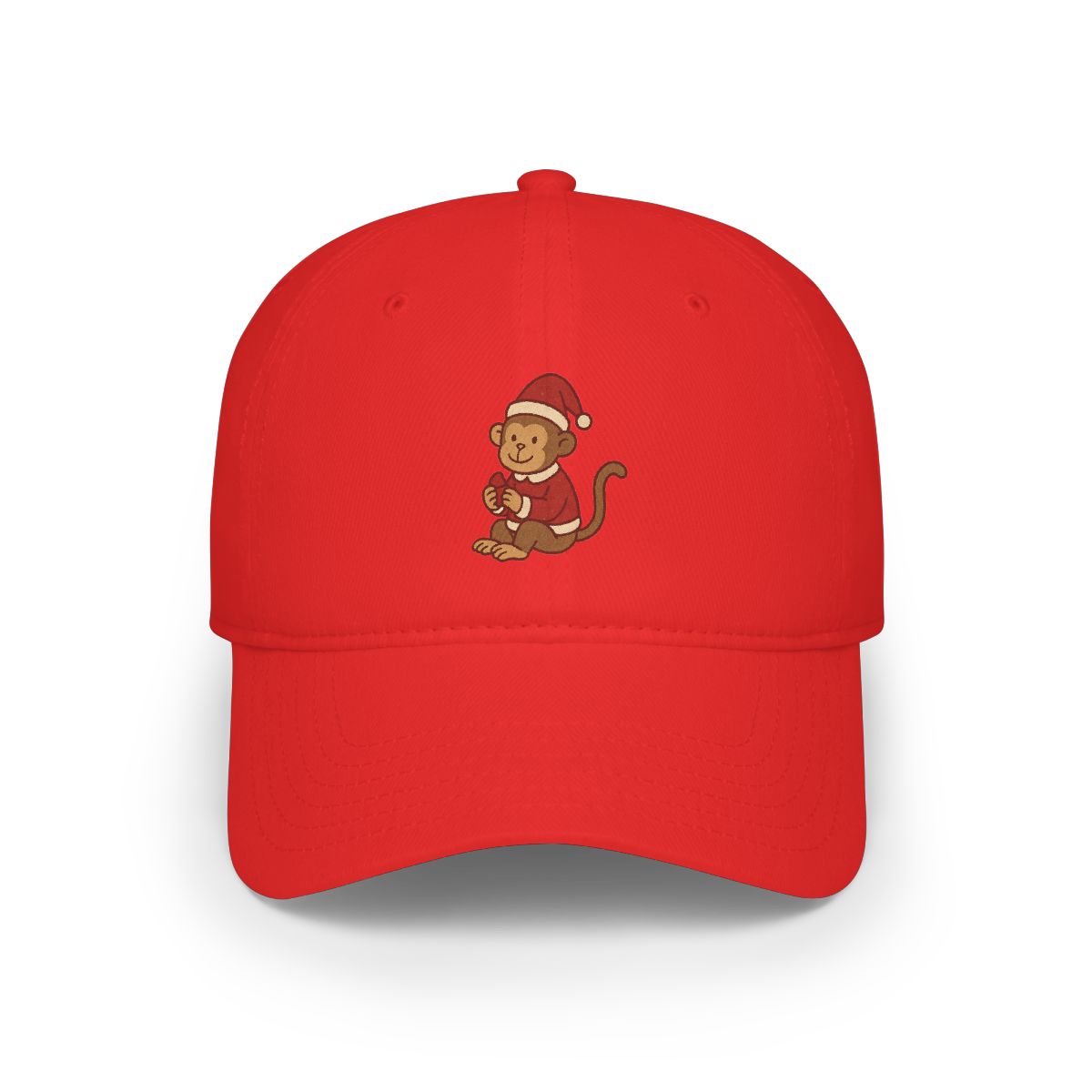 Playful Red Monkey Embroidered Baseball Cap - Official hats merchandise
